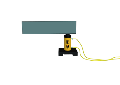第一步：将分级顶升液压千斤顶放置在负载下的坚固支撑上（柱塞缩回）