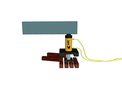 第四步：再次顶升负载，在底盘下面再次插入2根垫块